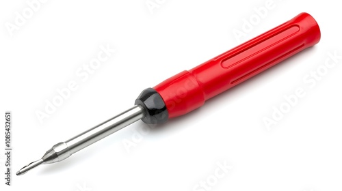 Red Screwdriver with Black Handle on White Background AI Generated