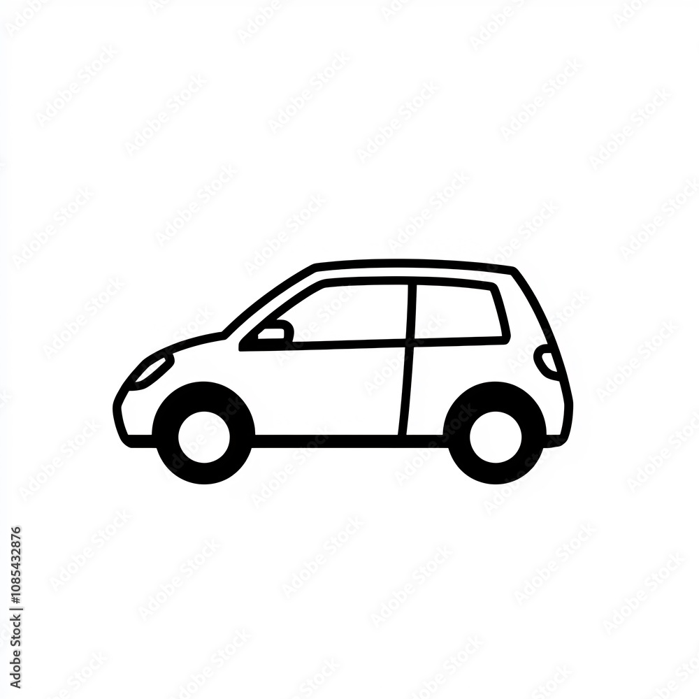 Simplified Car Icon Representing Transportation or Road Trip on Clean White Background Simplified Car Icon Representing Transportation or Road Trip on Clean White Background