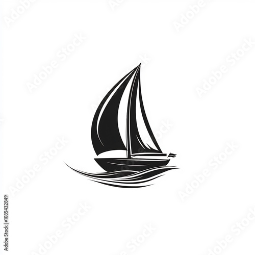 Minimalist Sailboat Icon Symbolizing Freedom and on White Background