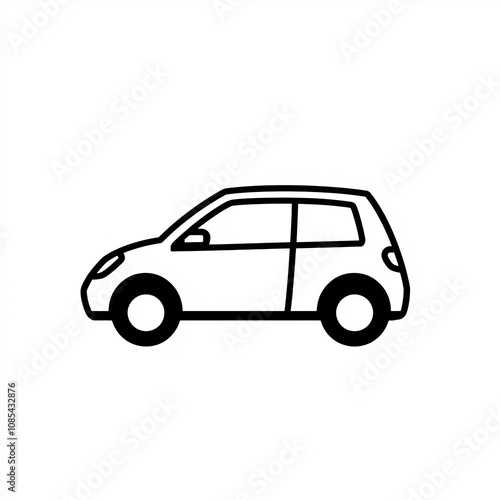 Simplified Car Icon Representing Transportation or Road Trip on Clean White Background