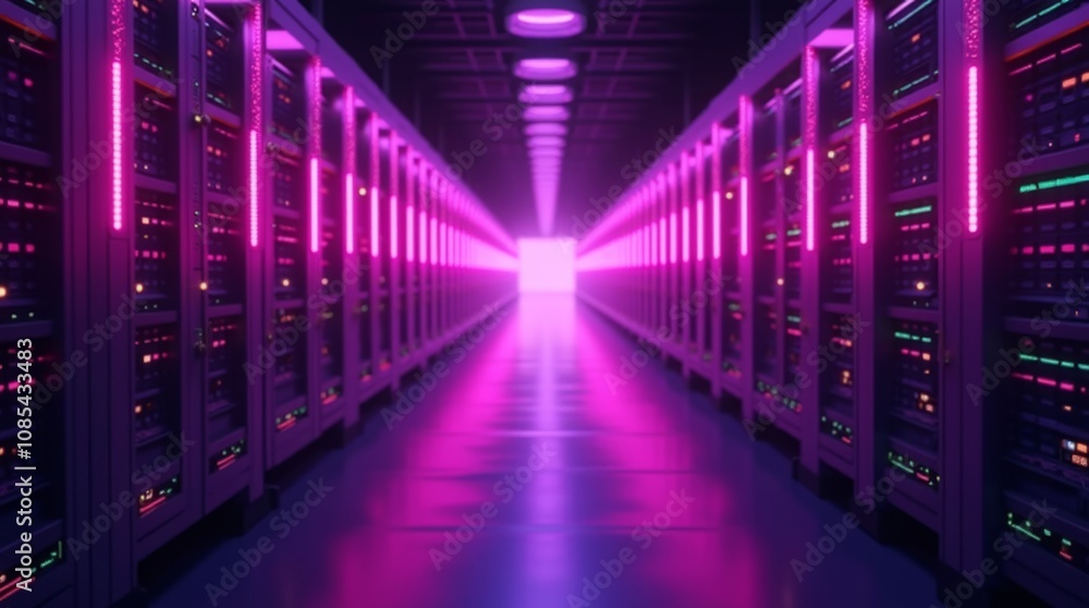 Vibrant Data Center: The Glow of Modern Technology Vibrant Data Center: The Glow of Modern Technology