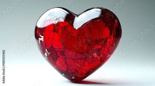 A 3D Render of a Shattered Red Glass Heart AI Generated