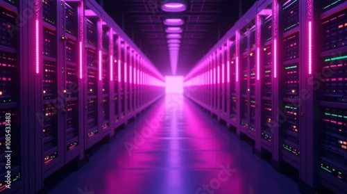 Vibrant Data Center: The Glow of Modern Technology