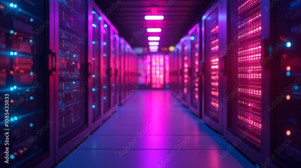 Vibrant Data Center: The Glow of Modern Technology Vibrant Data Center: The Glow of Modern Technology