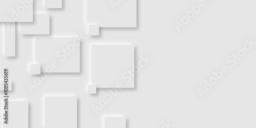 Abstract grey square shape with futuristic concept background.gray paper squares in bright light with shadows.neomorphism Abstract blurred background with Geometric light & white Space design concept