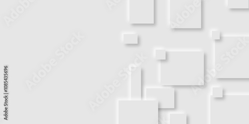 Abstract grey square shape with futuristic concept background.gray paper squares in bright light with shadows.neomorphism Abstract blurred background with Geometric light & white Space design concept