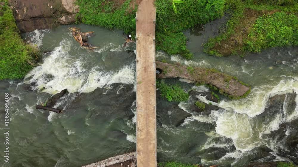 custom made wallpaper toronto digitalDrone view from top of river flow under small bridge