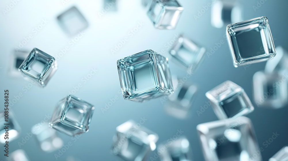 Blue transparent ice block summer wind background Blue transparent ice block summer wind background
