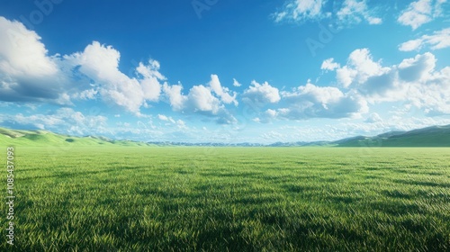 Serene Green Meadow under a Blue Sky