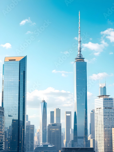 Modern Skyscrapers, Office buildings in a City Background