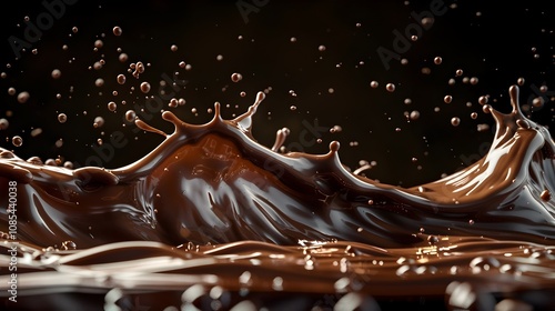A splash of chocolate is shown in a black background