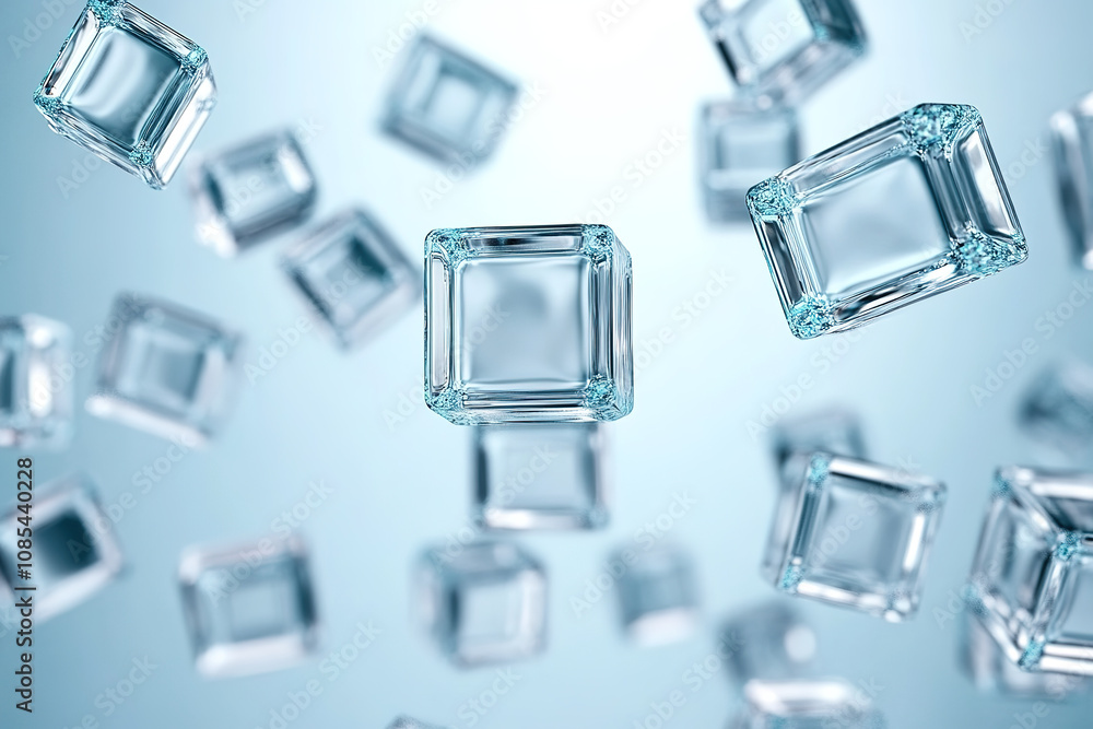 Blue transparent ice block summer wind background Blue transparent ice block summer wind background