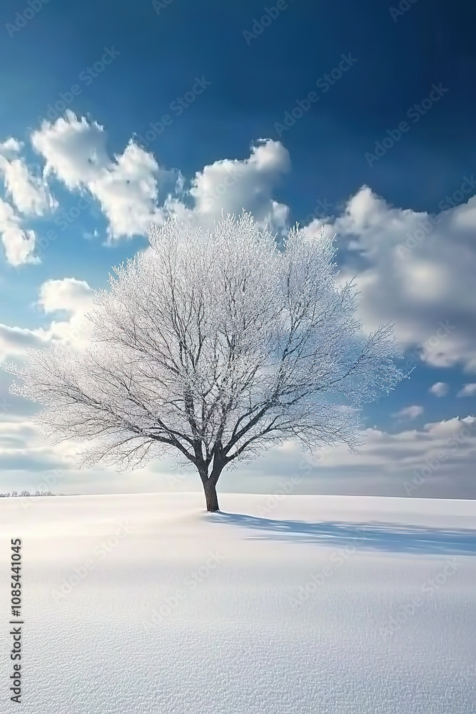 A tree in the snow in winter, natural scenery A tree in the snow in winter, natural scenery