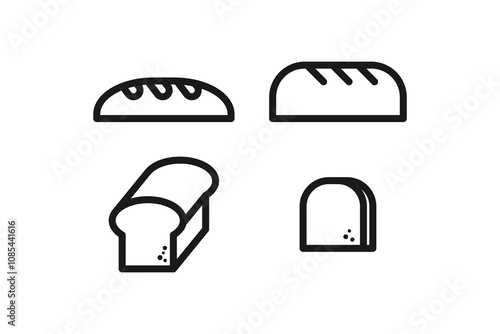 bread icon line vector set