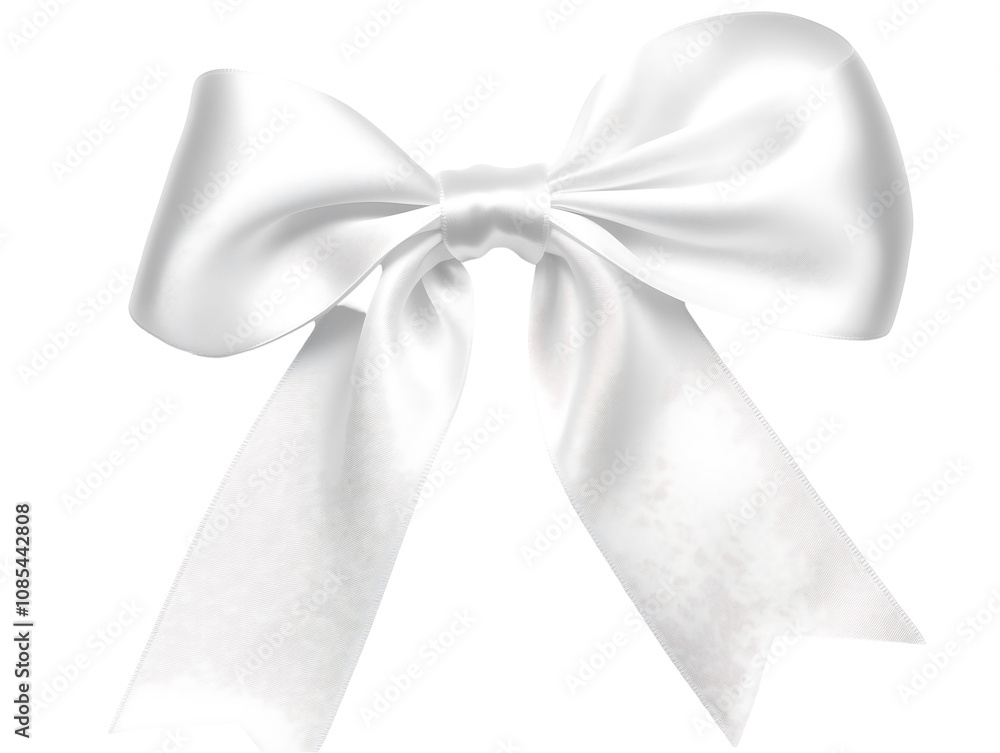 Naklejka premium Elegant white satin bow, perfect for decorations and gifts. Isolated on transparent white background, png
