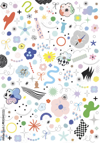 Creative art header with different shapes and textures. Collage. Vector