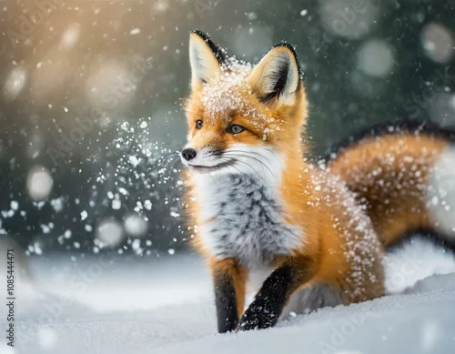 Tapety Rudy lis zimą w śniegu