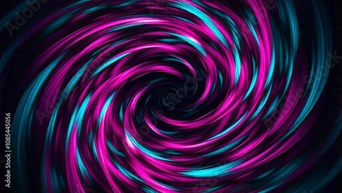 Abstract pink and skyblue Light Swirl on Black Background with Vibrant Motion and Futuristic Circular Design in High-Quality 4K HD Wallpaper