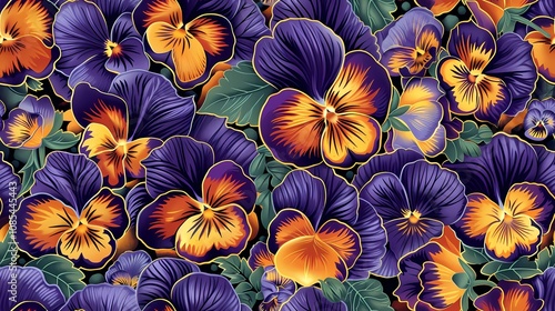 Wallpaper Mural Vintage pansy bouquet illustration poster background Torontodigital.ca