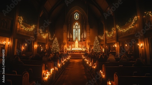 Candlelit Christmas Service in a Historic Church