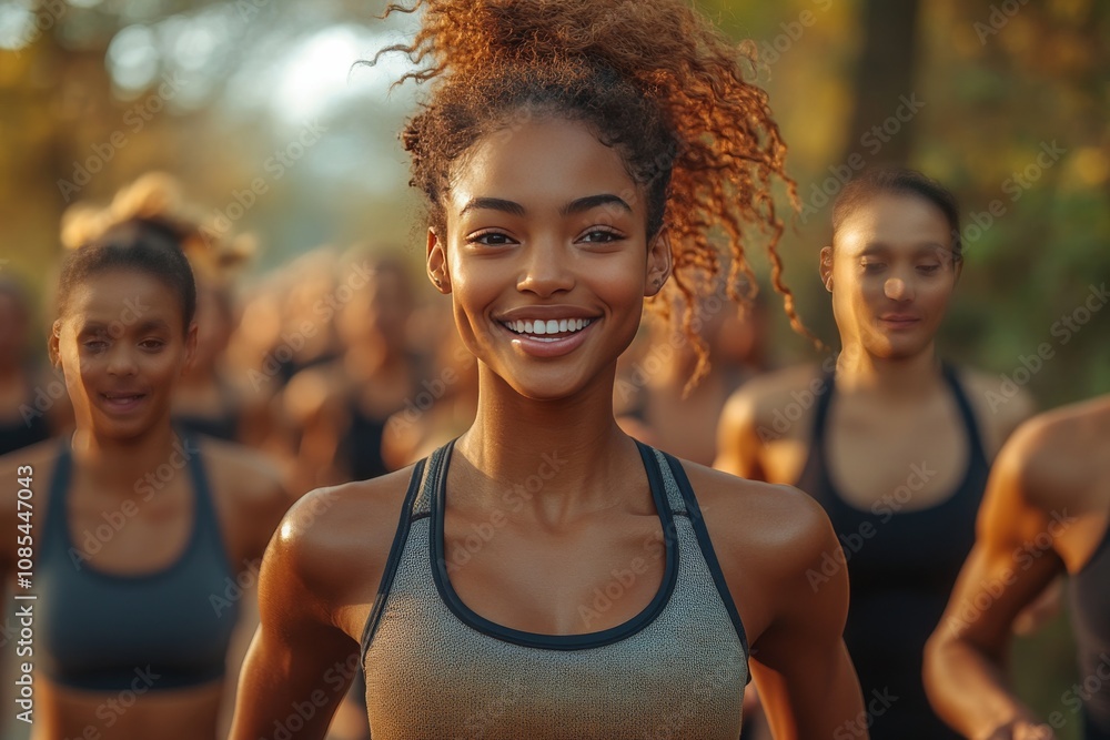 A group of runners in a city park. Generative AI A group of runners in a city park. Generative AI