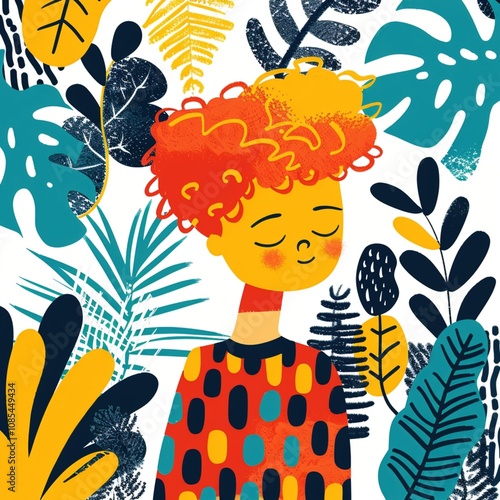 Cute child illustration with vibrant colors and hand-drawn style