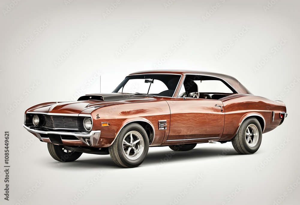 Old-School Muscle Car: Retro Power on a Clean White Background Old-School Muscle Car: Retro Power on a Clean White Background