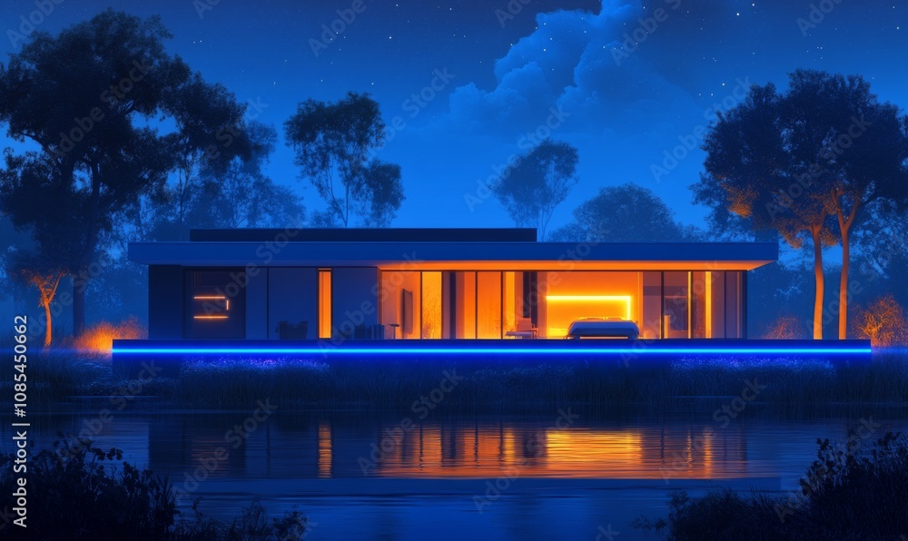 Vector conceptual banner for smart home technology Illustrates the integration of IoT systems and home automation through internet technology Vector conceptual banner for smart home technology Illustrates the integration of IoT systems and home automation through internet technology