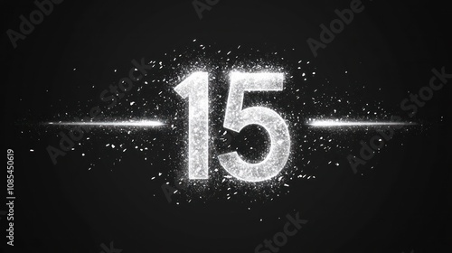 Number Fifteen Glowing in the Dark, Sparkle Effect photo