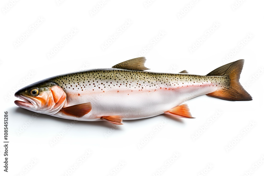 Natural Trout Fish: Fresh and Pristine on a White Background Natural Trout Fish: Fresh and Pristine on a White Background