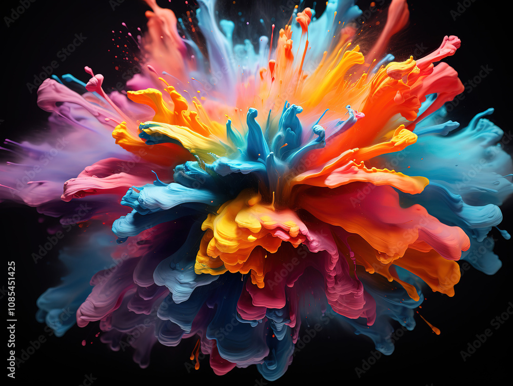 Fantastic Colorful abstract paint explosion isolated on black background Fantastic Colorful abstract paint explosion isolated on black background