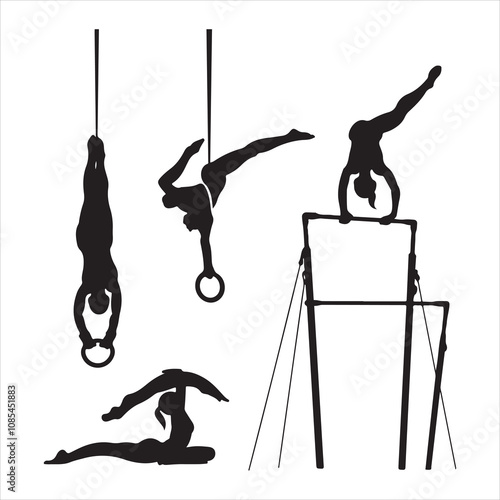 set of vector icon gymnast silhouette	
