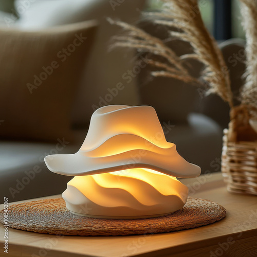 Sculptural Cowboy Hat Lamp for Home Decor, Adds a Whimsical Touch to Living Space photo