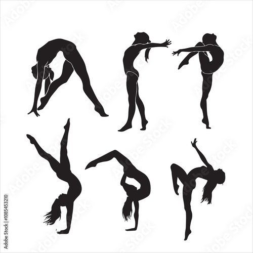 set of vector icon gymnast silhouette	
