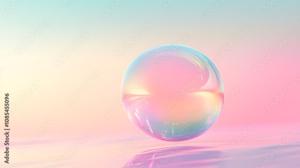 A single soap bubble floating in the air colorful gradient background A single soap bubble floating in the air colorful gradient background