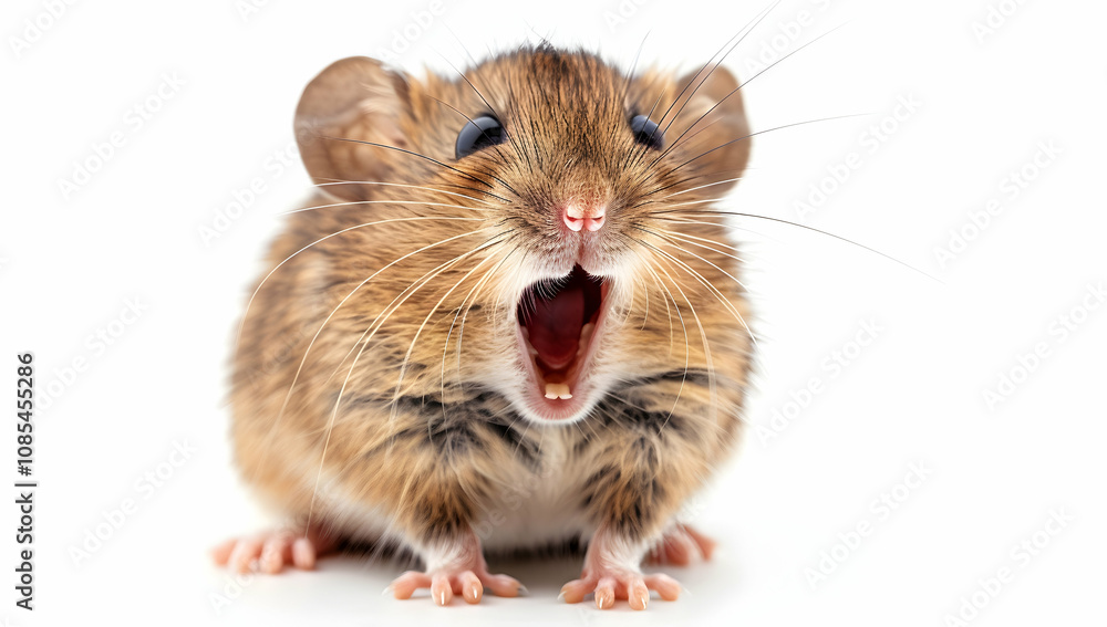 Cute, happy mouse with an open mouth, isolated on a white background Cute, happy mouse with an open mouth, isolated on a white background