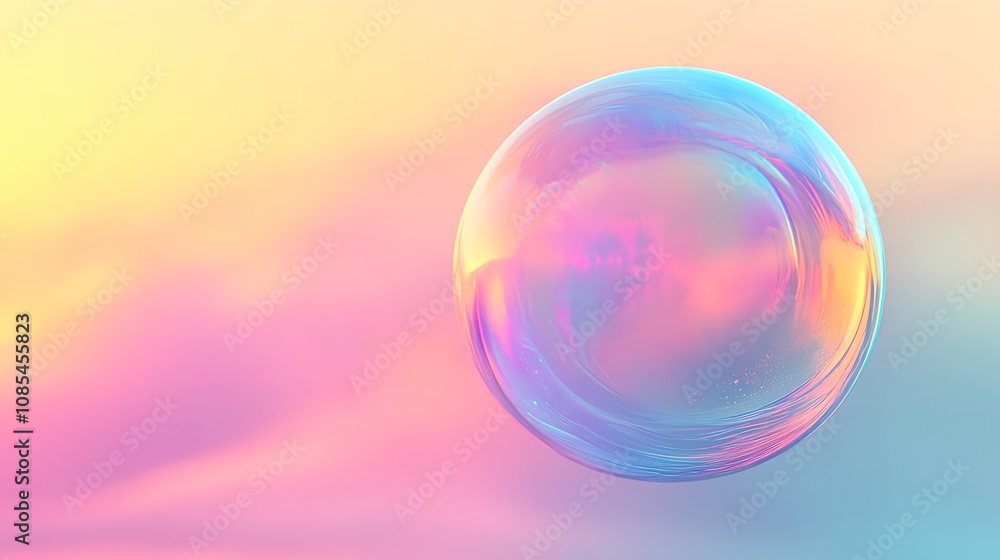 A single soap bubble floating in the air colorful gradient background A single soap bubble floating in the air colorful gradient background