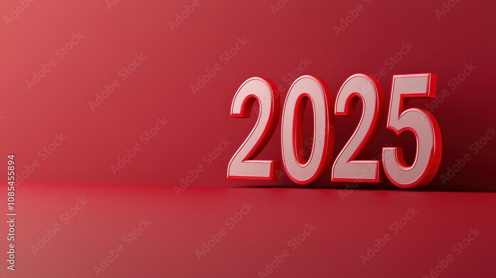 3d realistic red numbers. Festive concept. Merry Christmas and Happy New Year 2025 Greeting Card 3d realistic red numbers. Festive concept. Merry Christmas and Happy New Year 2025 Greeting Card