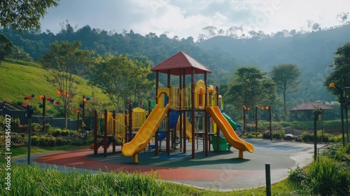 Colorful Playground in a Mountainous Landscape