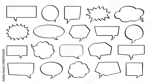 speech bubble, hand drawn speech bubble set, doodles