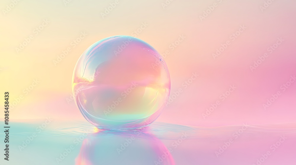 A single soap bubble floating in the air colorful gradient background A single soap bubble floating in the air colorful gradient background
