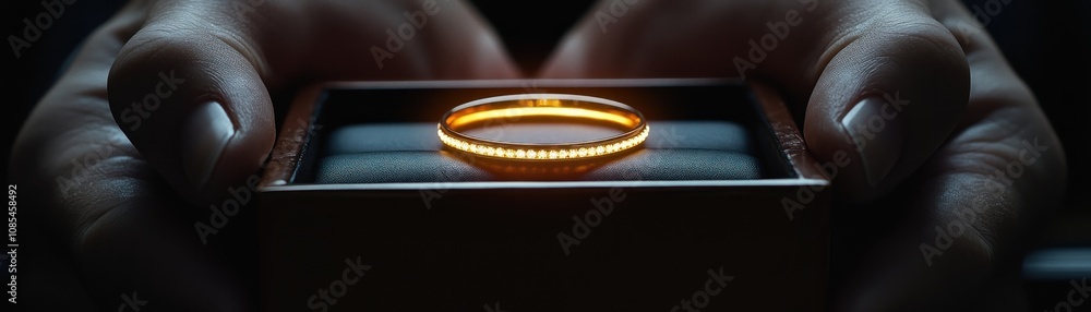 Intimate Anniversary Gift Hands Carefully Placing a Glowing Ring into a Luxurious Box, Symbolizing Eternal Love and Joyful Celebration A Romantic Moment Captured in Stunning Detail, Perfect for Intimate Anniversary Gift Hands Carefully Placing a Glowing Ring into a Luxurious Box, Symbolizing Eternal Love and Joyful Celebration A Romantic Moment Captured in Stunning Detail, Perfect for