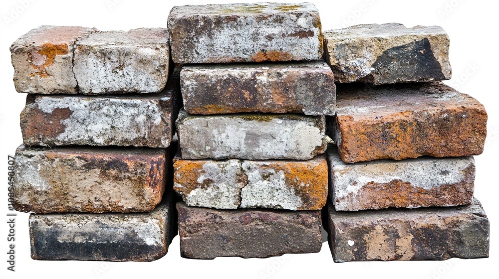 Isolated Old Brick Element on White Background, Perfect for PNG Use in Vintage, Rustic, or Construction-Themed Designs Isolated Old Brick Element on White Background, Perfect for PNG Use in Vintage, Rustic, or Construction-Themed Designs