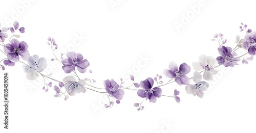 Fototapeta Naklejka Na Ścianę i Meble -  Watercolor painting of delicate purple flowers on branches