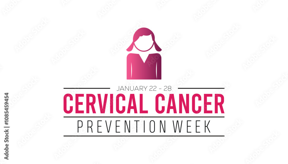 Cervical Cancer Prevention Week observed each year during January. Healthcare Medical Awareness  concept. Vector template for banner, greeting card, poster with background.