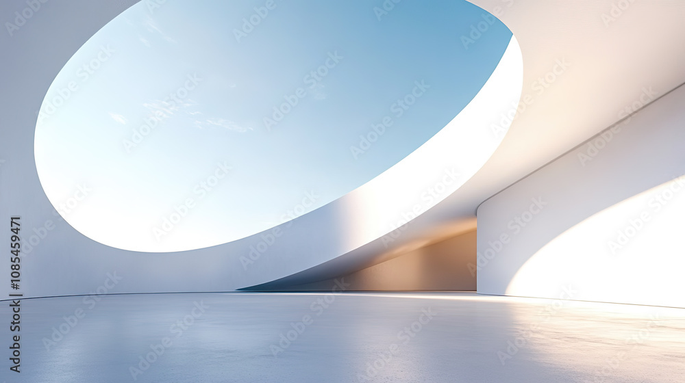 Extremely simple style outdoor white modern building parking lot ground Extremely simple style outdoor white modern building parking lot ground