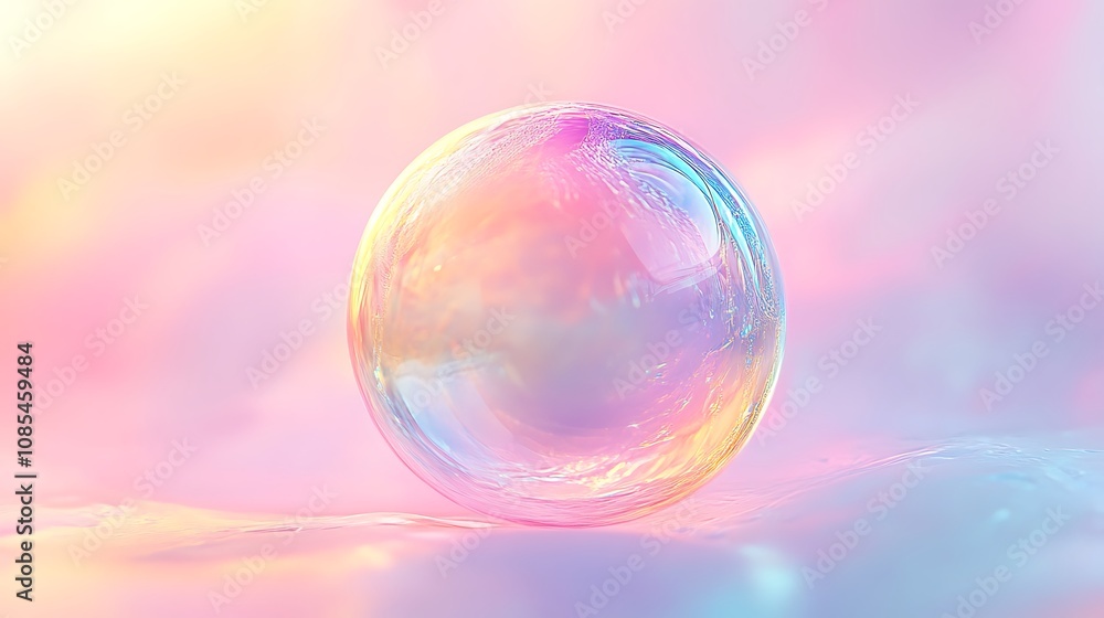 A single soap bubble floating in the air colorful gradient background A single soap bubble floating in the air colorful gradient background