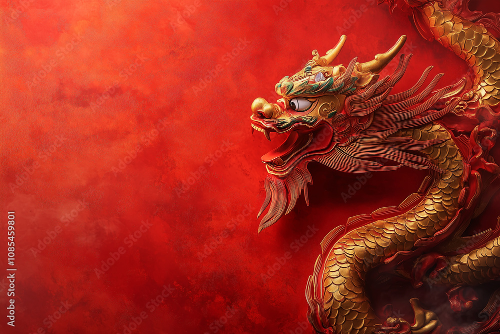 Fototapeta premium Chinese New Year with dragon wallpaper