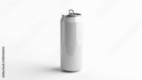Obraz na płótnie Realistic soda can mockup showcasing a smooth aluminum surface, subtle shadows, and a detailed opening, isolated on a clean background. w salonie