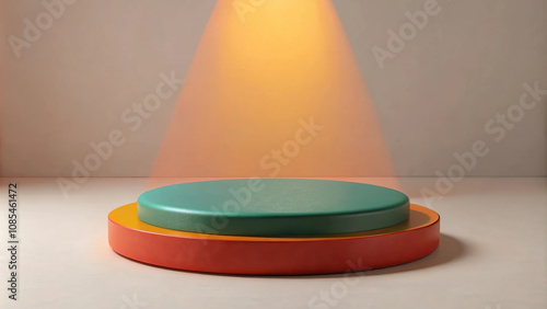 Red Podium with Spotlight: A Simple Design Ideal for Branding and Product Display